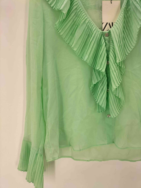 ザラ ZARA NWT COMBINATION RUFFLED BLOUSE コンビネーションn フリル ブラウス レディース import:XS
